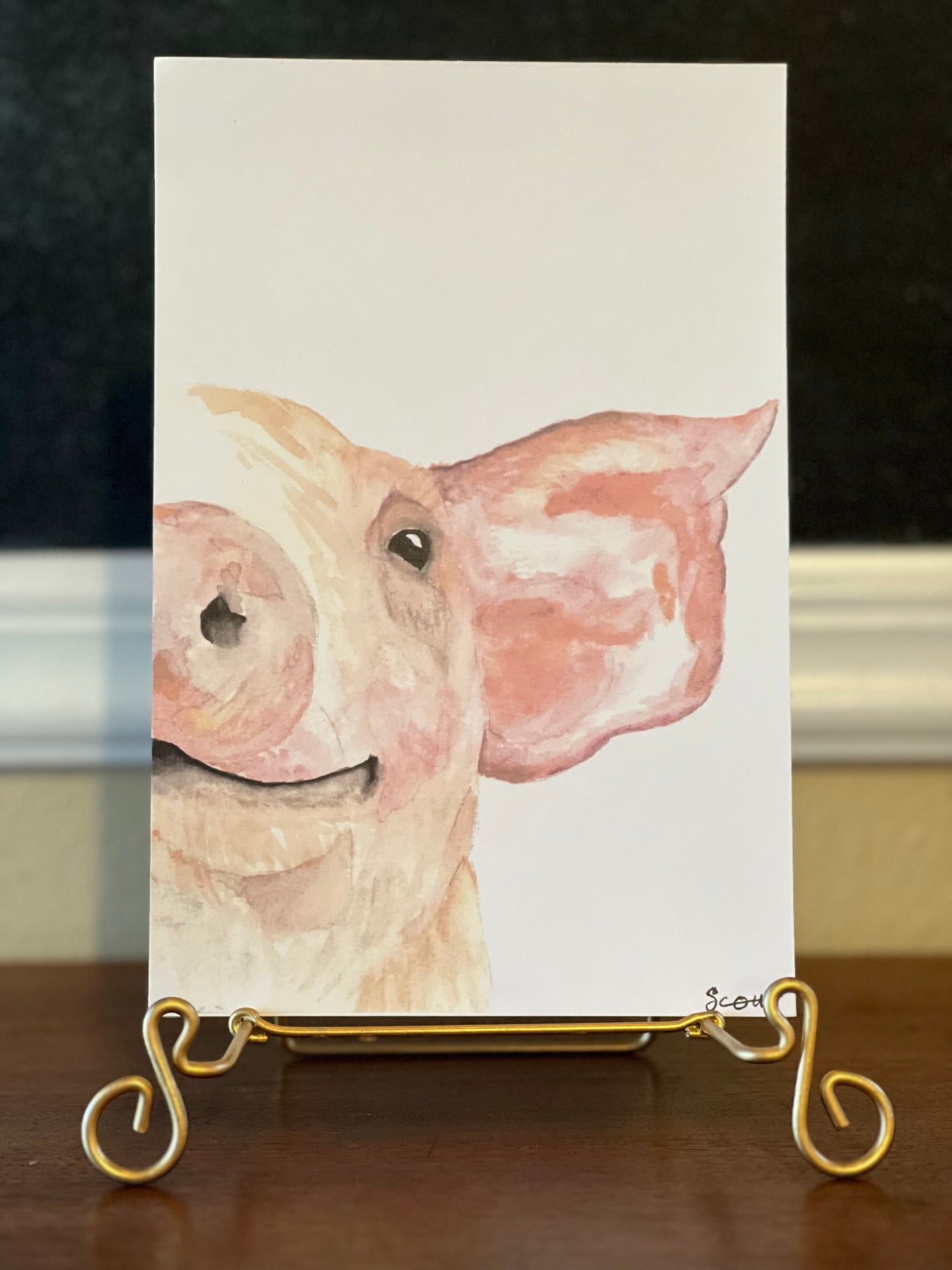 Pink Piggy Watercolor Print