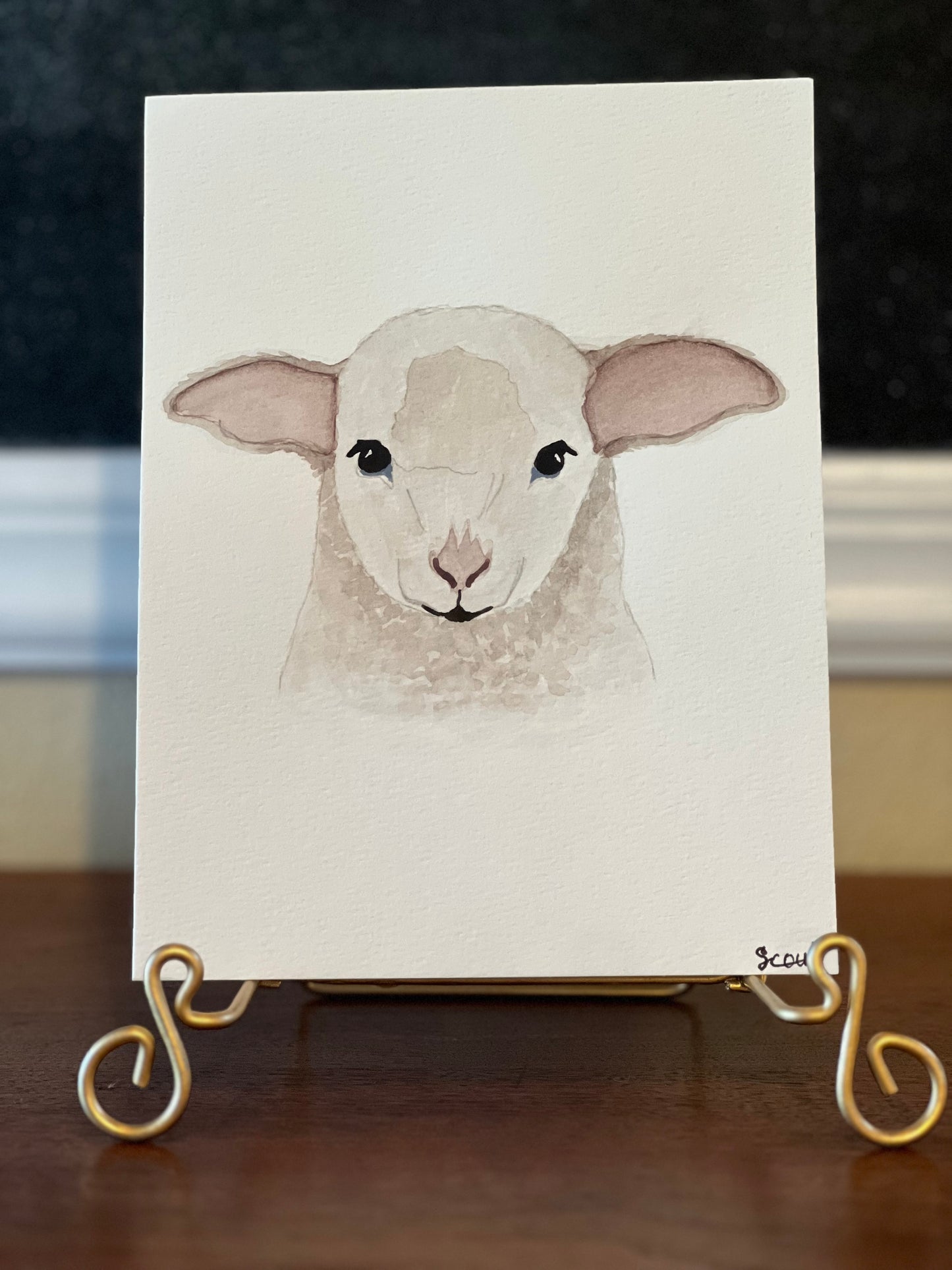 Sweet Lamb Watercolor Painting (Original)