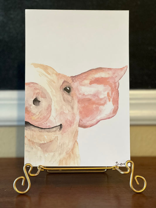Pink Piggy Watercolor Print