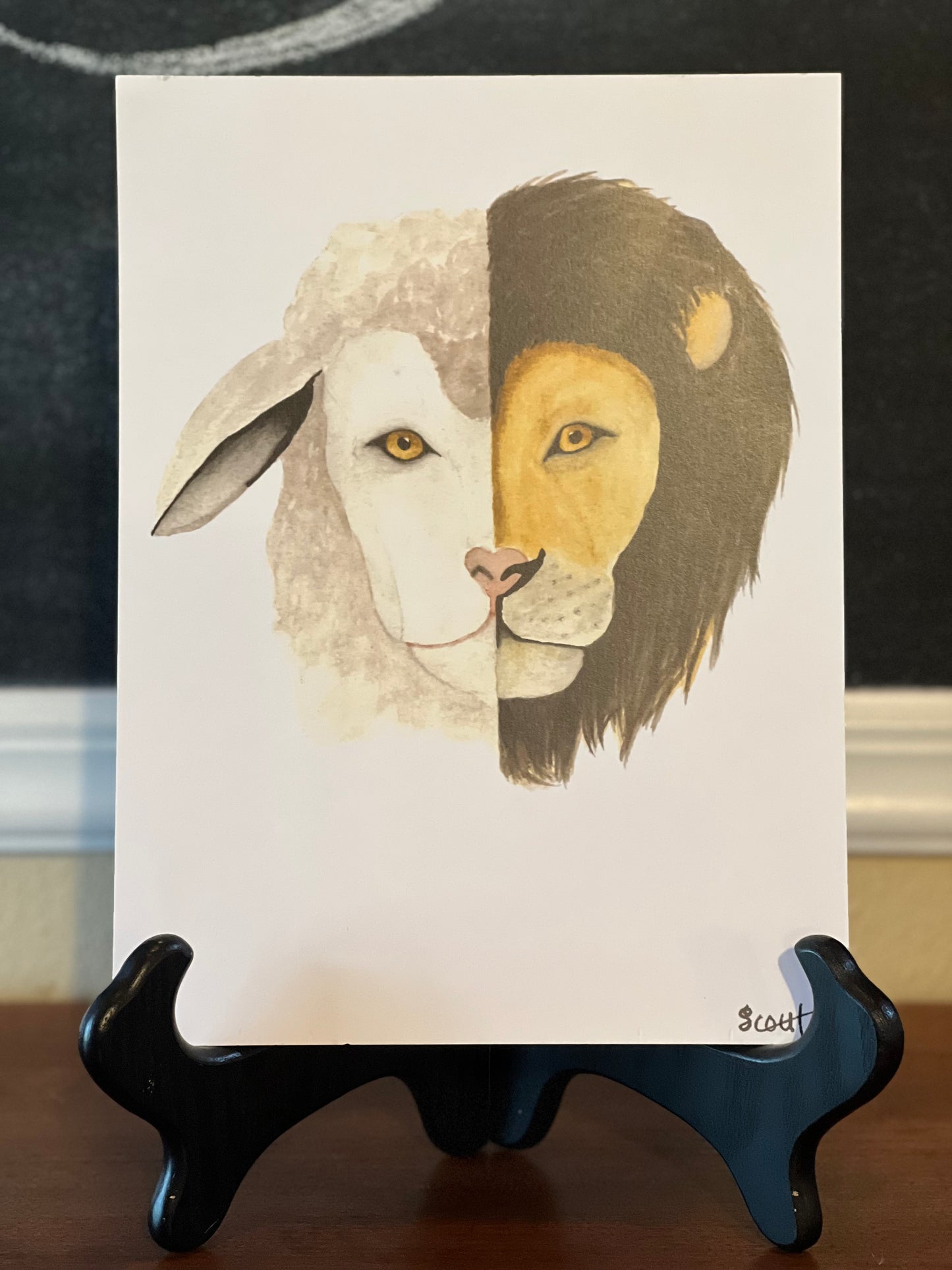 Lion and Lamb Watercolor Print