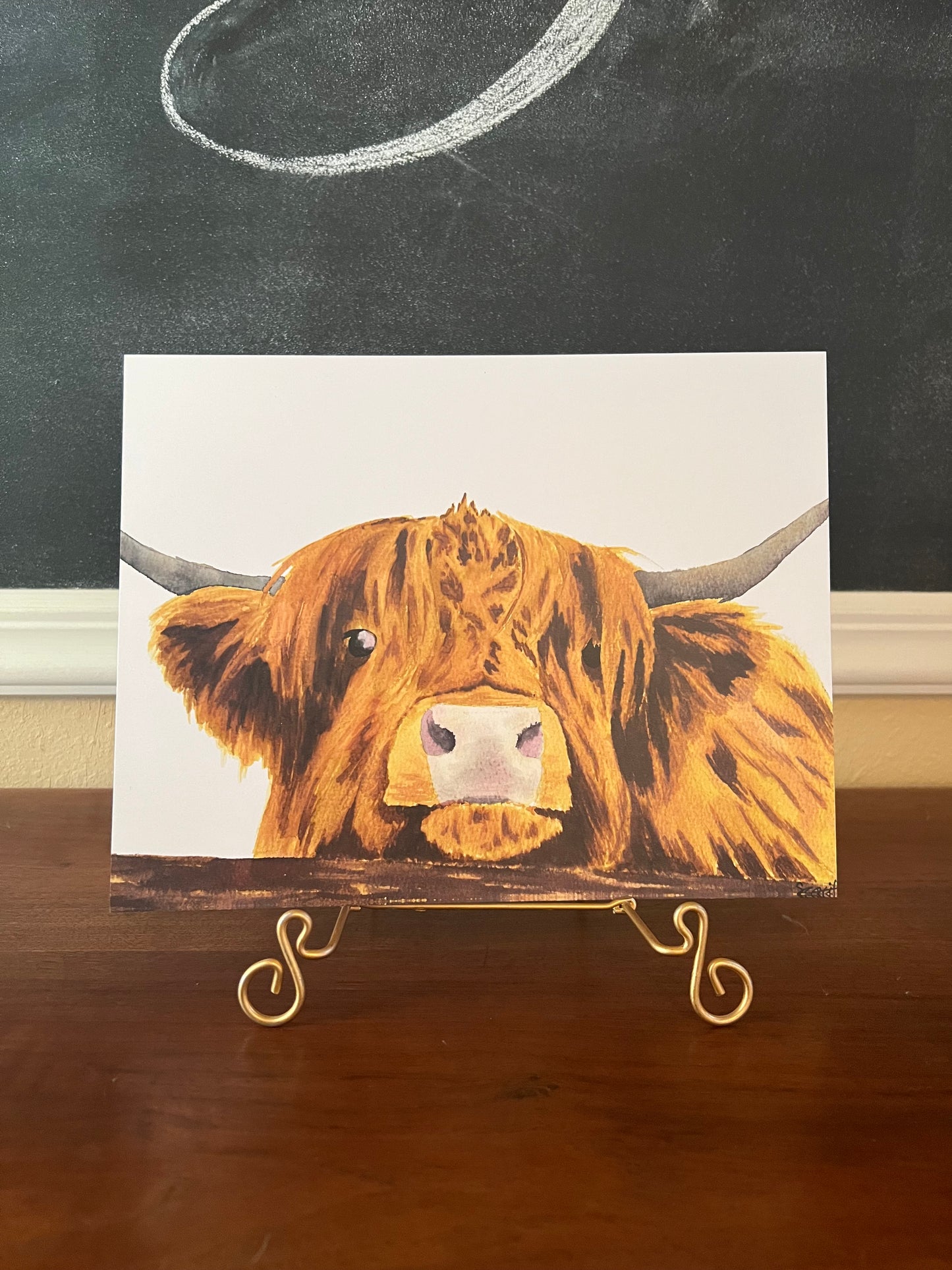Silly Highland Cow Watercolor Print