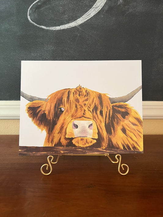 Silly Highland Cow Watercolor Print